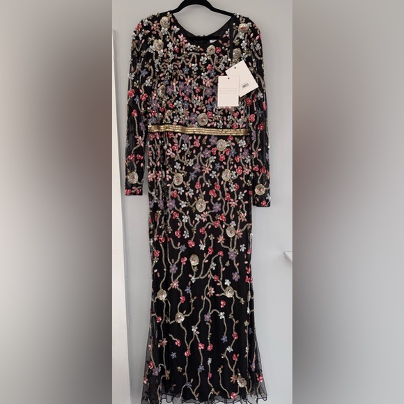 Mac Duggal size 14 Long Sleeve Embellished Mesh Gown - Picture 4 of 13